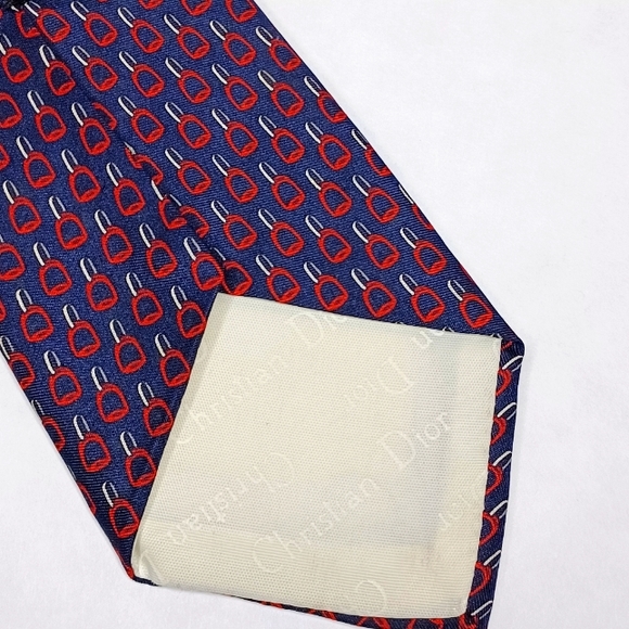 Christian Dior Equestrian Stirrup Print Silk Tie - Picture 2 of 4